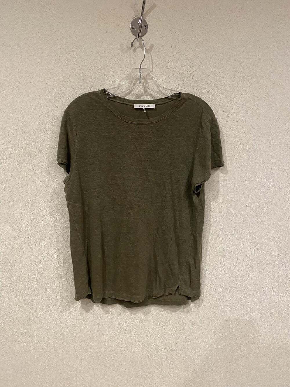 FRAME Shirt Womens Small Green Slub Jersey Crew Neck Short Sleeve Basic Tee Top